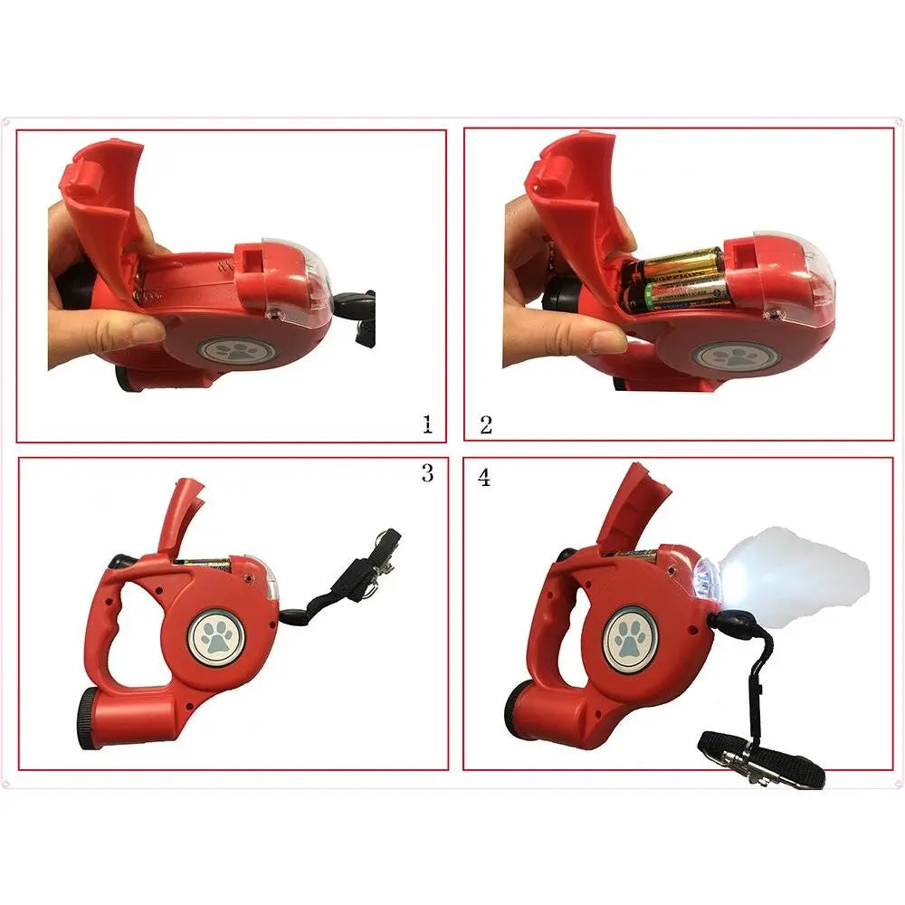 Laisse rétractable 3 en 1 pour chien avec lampe torche Snooze